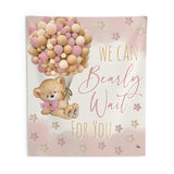 Teddy Bear Backdrop | We Bearly Can Wait For You | Teddy Bear Banner | Teddy Bear Party Decorations | Teddy Bear Birthday Party Tan Pink