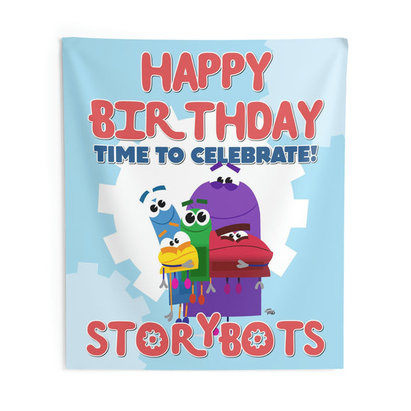 StoryBots Backdrop | StoryBots Banner | StoryBots Party Decorations | StoryBots Birthday Party Decor Blue Gear