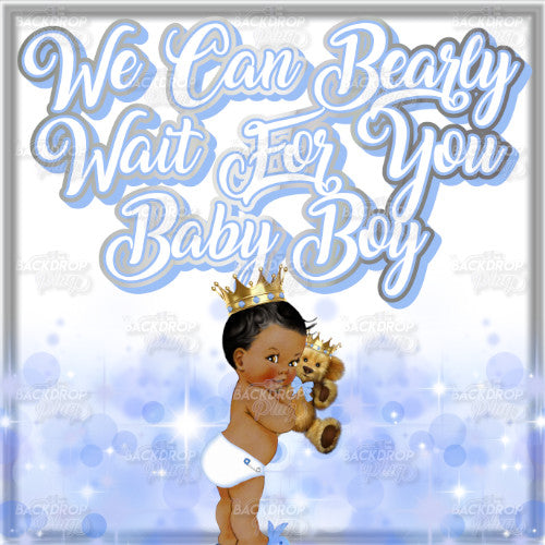 Bearly Wait Baby Blue Prince - Digital Editable Template Download