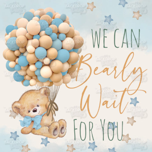 We Can Bearly Wait For You - Blue - Digital Editable Template Download