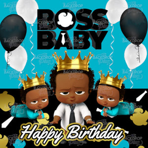 Boss Boy Light Blue Black Gold - Digital Editable Template Download