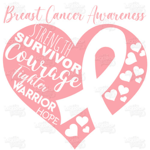 Breast Cancer Heart - Digital Editable Template Download