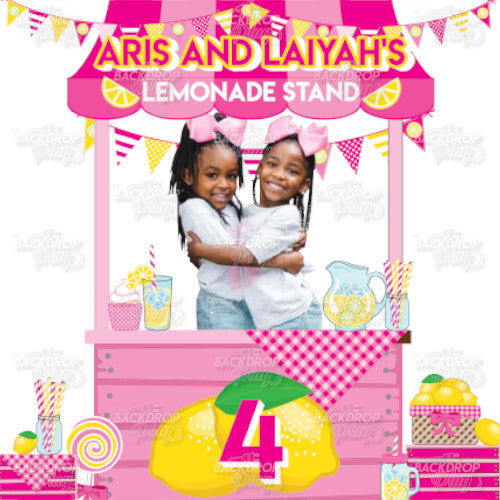 Lemonade Stand Pink and Yellow - Digital Editable Template Download