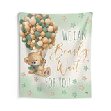 Teddy Bear Backdrop | We Bearly Can Wait For You | Teddy Bear Banner | Teddy Bear Party Decorations | Teddy Bear Birthday Party Tan Green