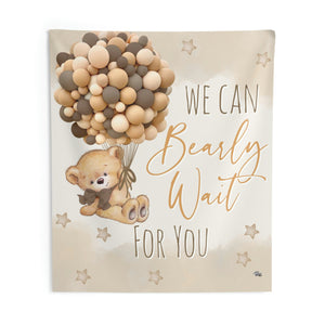 Teddy Bear Backdrop | We Bearly Can Wait For You | Teddy Bear Banner | Teddy Bear Party Decorations | Teddy Bear Birthday Party Tan Brown
